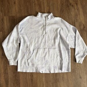 Aerie Quarter-Zip Pullover Sweatshirt in blue tye dye